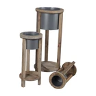 Plants Pot China Factory Cheap Price Custom Logo Indoor Wooden High Plants Shelf Flower Stand With Iron Pot