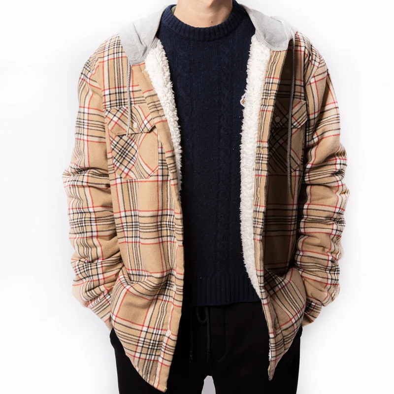 Flannel Sherpa Hoodie Jacket 