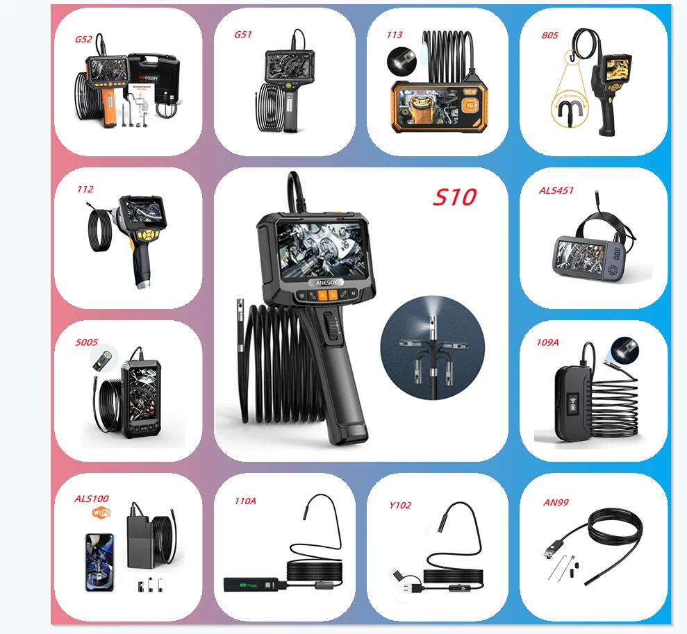 360 Degree 2 Ways Articulating Borescope 6mm Ip67 Automotive Endoscope Inspection Camera 8