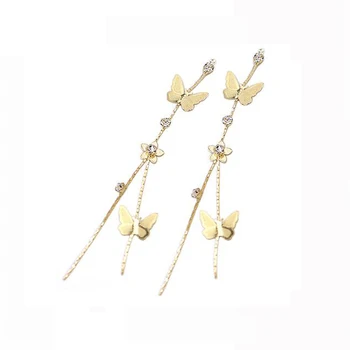 Yellow Flower Drop Earrings Wave Ear Line for Women Long Tassel Earrings Ear Jewelry Accessories