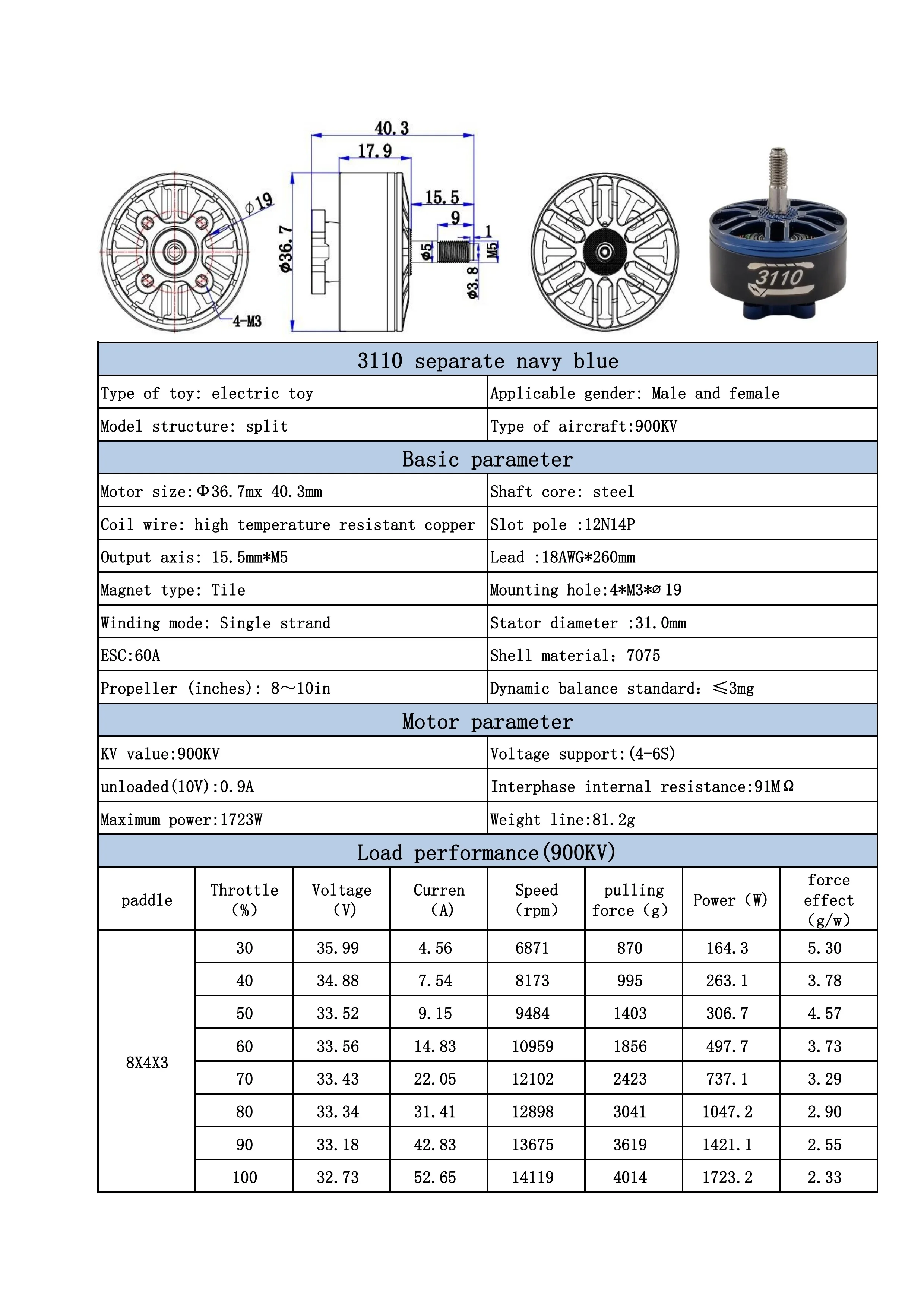 3110 Brushless Motor Permanent Magnet 900-1250KV IP54 Waterproof Steel Shaft 12N14P Configuration FPV Racing Drone H04f415c3a8b14063bf38f3acdec29bfed