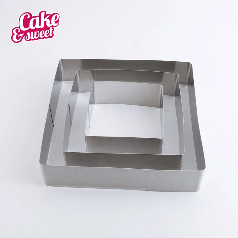 3 pcs set square shape non stick wedding cheese cream mousses rings cutter decoration cake mold