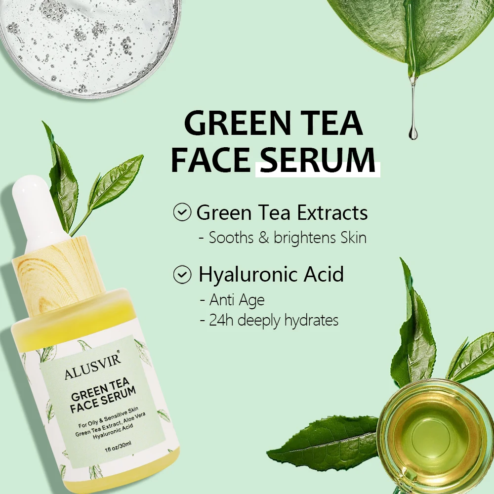 Best Green Tea Soothing Brightening Skin Face Cleasner Serum Cream Skin car care products Set Natural For Women Private Label