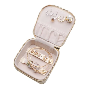 Fashion Ladies Split Leather Jewelry Box for Ladies Jewel Box Customized Small Earring Gift Box 5-7 Days DLL-GJB-0026 OEM/ODM