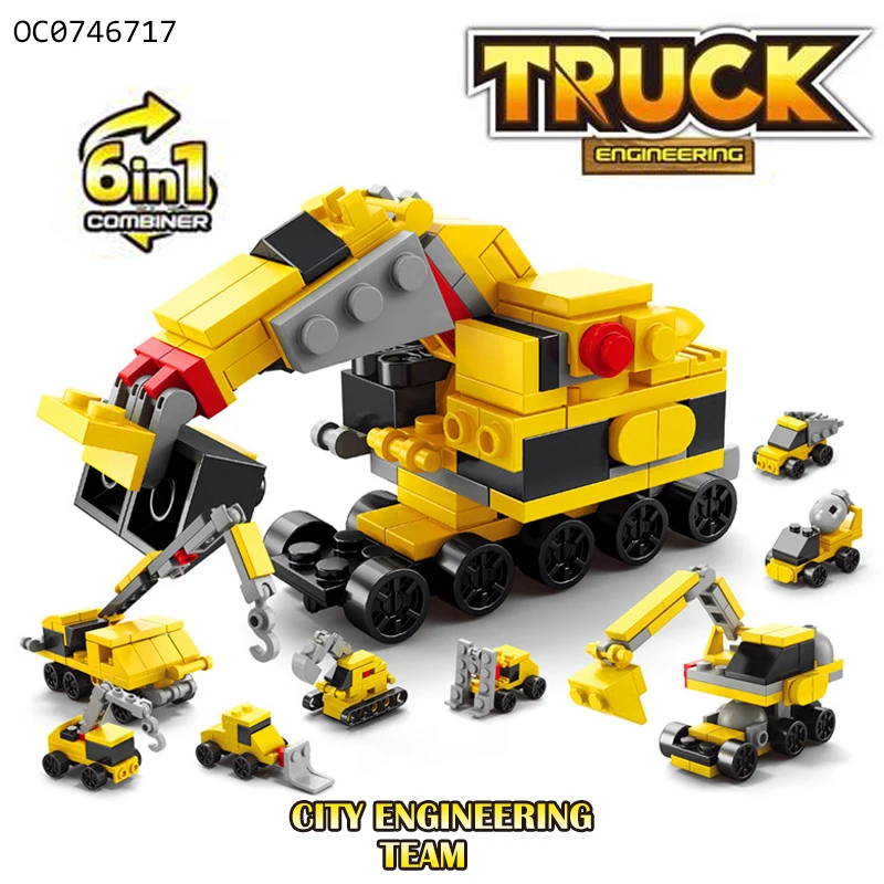 Engineering truck plastic puzzle building block toy car kits for kids children