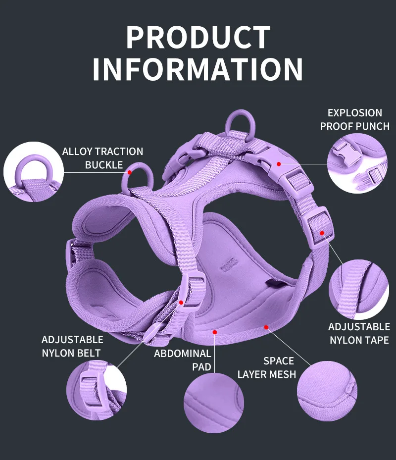 Durable Leather Pet Harness with No Pull Buckle Soft Poop Bag Set for Outdoor Travel Portable Pet Supplies details