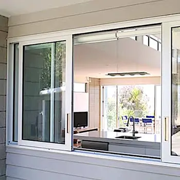 Alufront Modern Aluminum Alloy Sliding Window with Low-E Glass Double Glazed Fiberglass Mosquito Net Soundproof Design