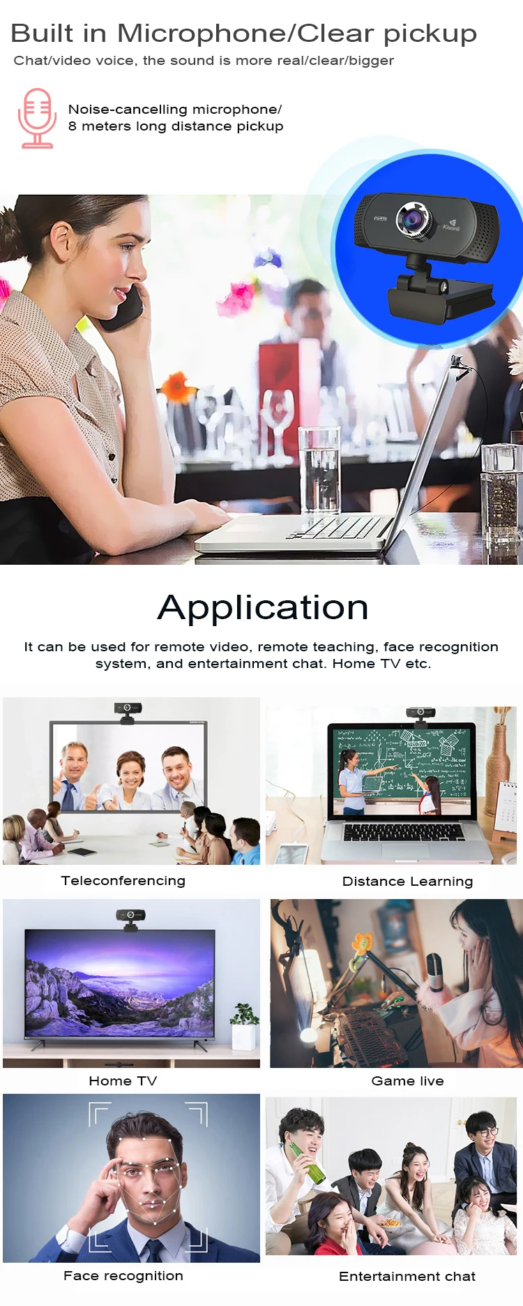 Tianli — webcam flexible usb 480p, avec microphone, nouvelle collection