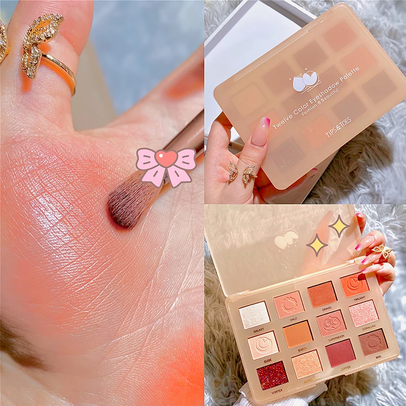 12 Color Eye shadow Makeup Palette Highly Pigmented Peach Matte Shimmer Twelve Eyeshadow Palette Private Label