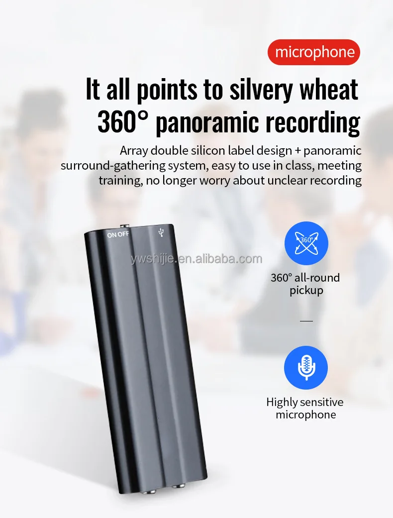 360  panoramic  recording  voice activated   file encryption   voice recorder  mini  dictaphone