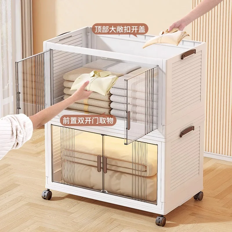 Baby Wardrobe Storage Cabinet Folding Collapsible Storage Boxes Bins OEM Foldable Plastic Eco-friendly Organizer 5 Layer Lid