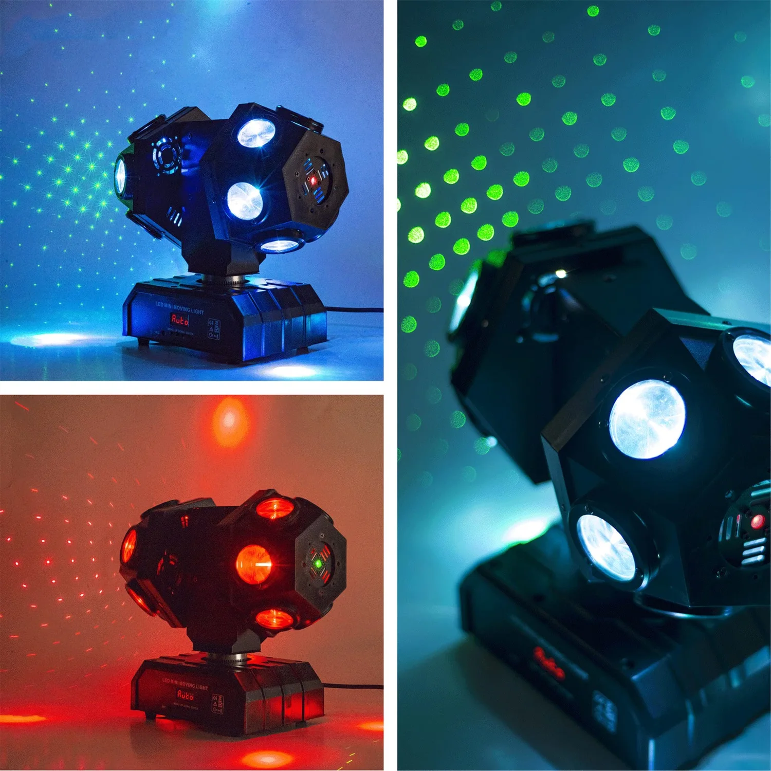 RGBW DMX512 Moving Head DJ Light Rotatable Stage Projection Lights Sound Activated KTV Disco Party Wedding Ambient Led Light