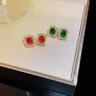 Diamond Earrings Fashion Green Red Crystal Diamond Stud Earrings Price