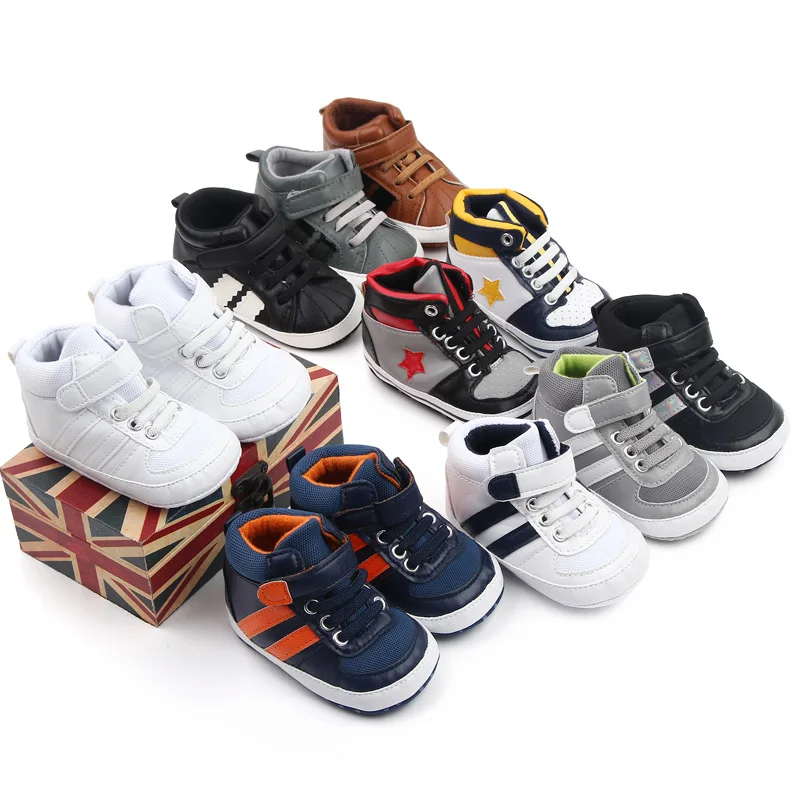 Spring and autumn new 3-6-12 months Bao Bao star stripes fashion cool high top toddler shoes supplier
