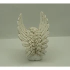 Angel Wings Statue Design Wholesale Price Personalized Resin Crafts Sitting Angel Figurines Opening Wings Angel Statues