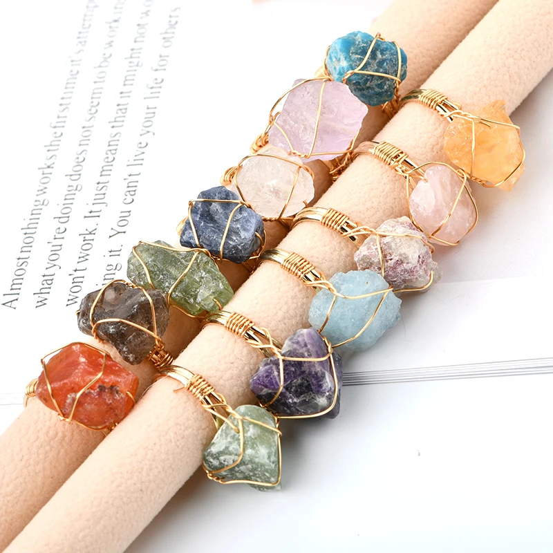 handmade raw crystal rings