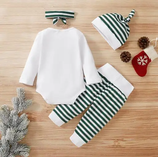 manufacturer Baby Christmas bodysuit and striped trousers with hats sets