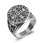 Diamond Retro Holy Scripture Verse Setting Without Stones Stainless Steel Diamond Cross Mens Finger Ring