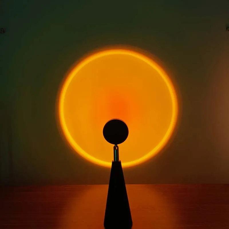 Cross-border modern led rgb colorful home decorative sunset lamp rainbow projection lamp atmosphere cone table lamps lamparas
