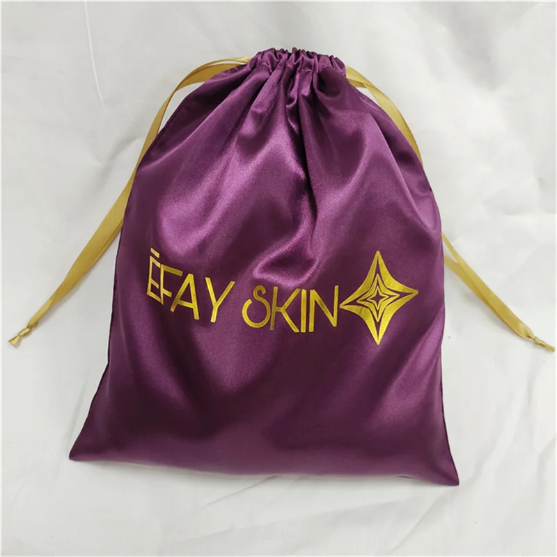 CH Wholesale High Quality Sustainable Custom Logo Small Luxury Gift Packaging Silk Satin Drawstring Jewelry Pouch Bag