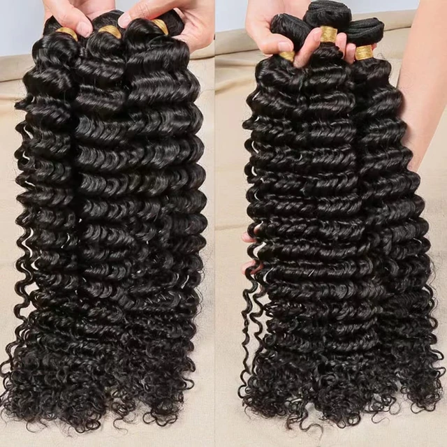 Wholesale 100% Unprocessed 10A Brazilian deep wave virgin double weft human hair bundles