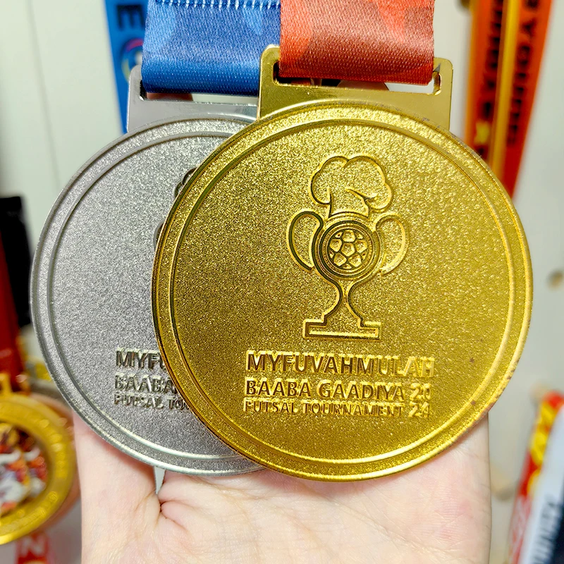 Wholesale Custom Enamel Kids Football Medal Modern Style Gold Plated Sports Award Soccer Medal supplier