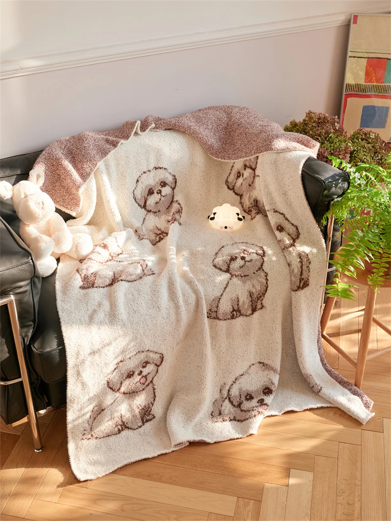 product accept custom cute dog 100 microfiber yarn super warm fuzzy cozy knit throw blanket for bedroom bd-59