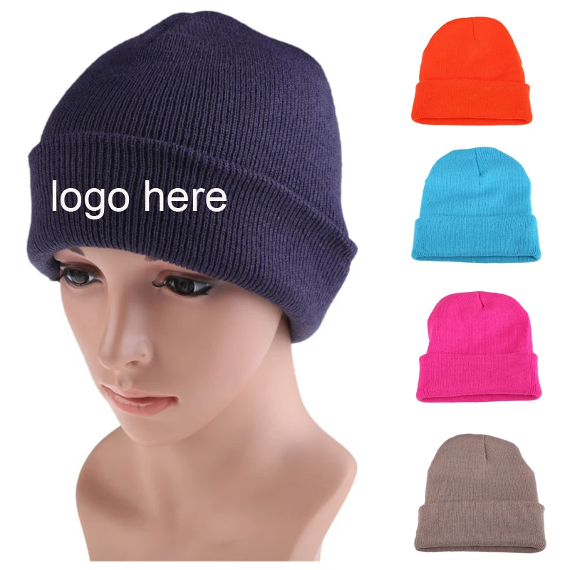High Quality Winter 100% Acrylic Embroidered Beanie Hats Custom Logo Best Price Yiwu Qunliang