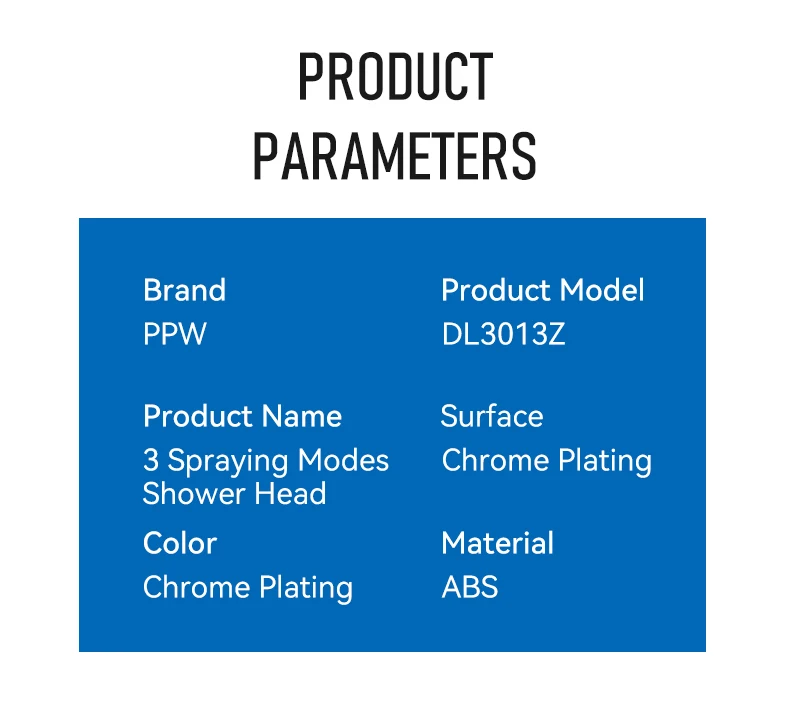 High Pressure Rainfall Shower Head 3 Settings Hand Shower Combo 3 Functions Handheld Shower Head factory