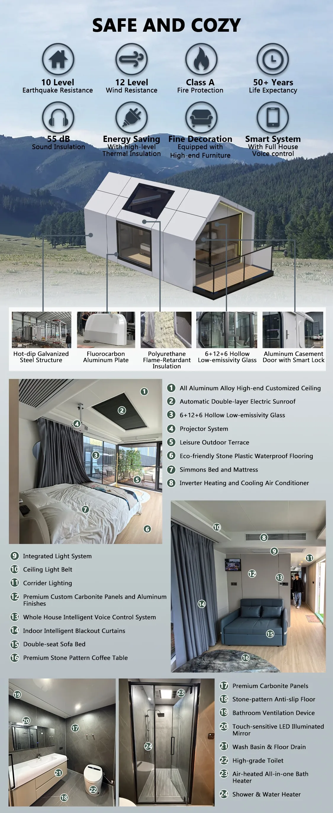 Space Capsule Pod Mobile Room Prefab Outdoor Prefab Space Home with Scenic Star View for Homestay manufacture