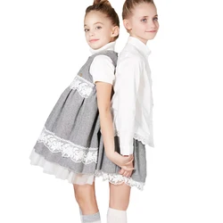 Two pieces formal design girls' clothing sets pure color kids clothes girl dresses 6 to 14 years
