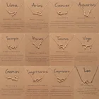 2022 Fashion Brown Paper Card Gold Plated Zodiac Sign Necklace For Women Valentines Jewelry Gift