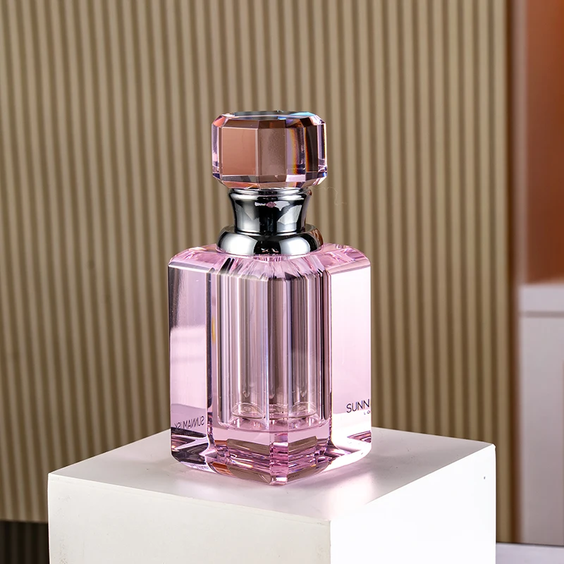 product new product pink square beautiful fashion glass empty bottle 12ml customizable sleeping perfume bottle-9