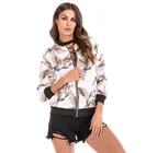 Coat Baseball Autumn/Winter Women Fashion Bomber Jacket Zipper Flamingo Print Coat Baseball Uniform Jacket