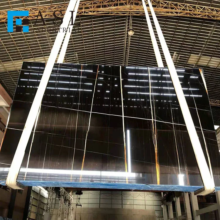 Custom natural pure black marble with gold line iran black marble vein of gold veins tunisa black gold stlaurent marble tiles