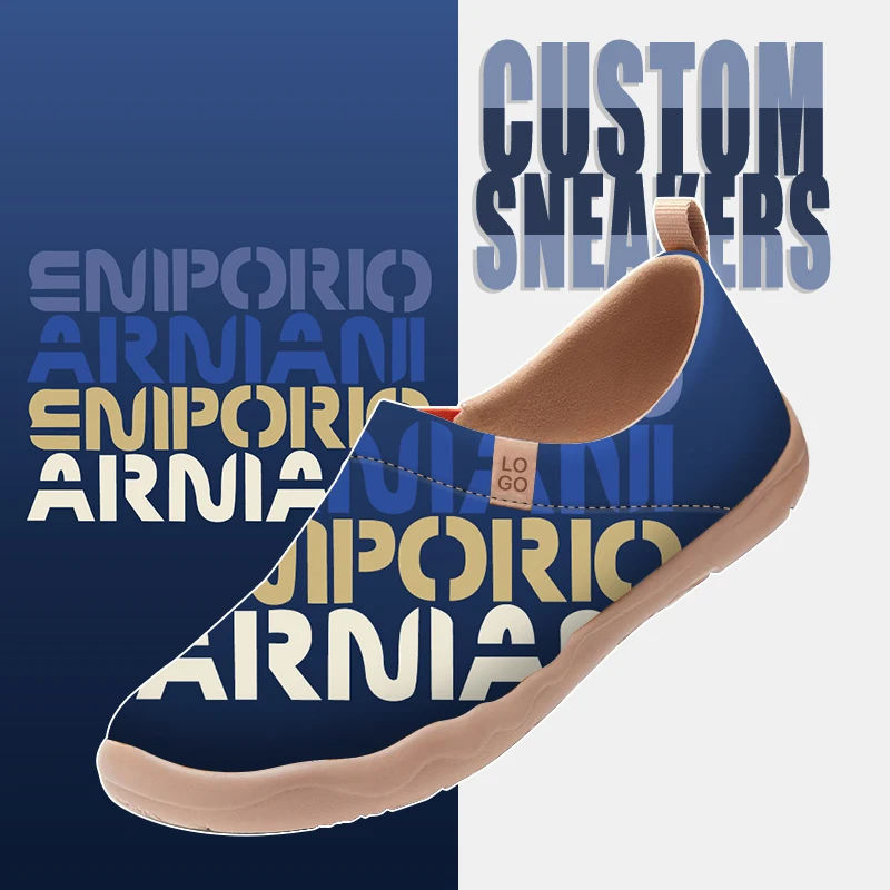 Custom logo design zapatos lightweight walking slip on loafer canvas leather women flat shoes men footwear slip on sneakers