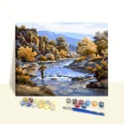 Arts Paint By Numbers Art Modern Landscape Riverside Diy Arts Set Unstretched Canvas Acrylic Paint By Number Painting