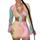 Clothing Summer Clothing Rainbow Printing Bandage Sexy 2 Piece Set Women