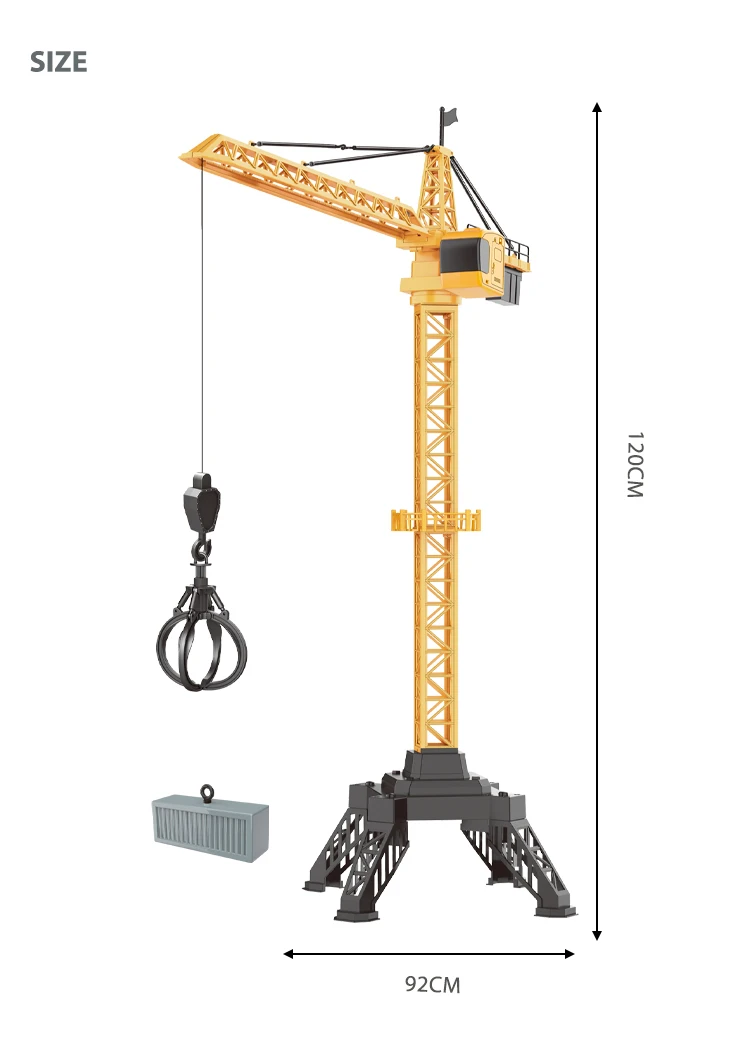 fast gearz 27mhz remote control tower crane toy construction builder toy engineering model realistic lift action building play for kids-5