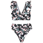 Swimsuit Bikini 2021 Sexy V-neck Flounces Split Swimsuit For Women Printed Bikini Bikini