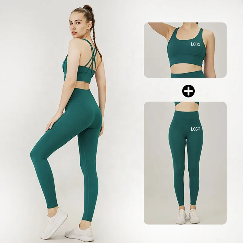 Custom Logo Active Sport Wear Sets Crop Top Leggings Ladies Gym Sportswear Women Yoga Set But Lift Free Sample