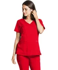 Fashionable Hospital Polyester Rayon Spandex Jogger Women Scrub Sets Uniform