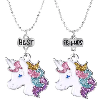 Licorne Children's Cartoon Necklace Female Colour Pony BFF Friend Pendant