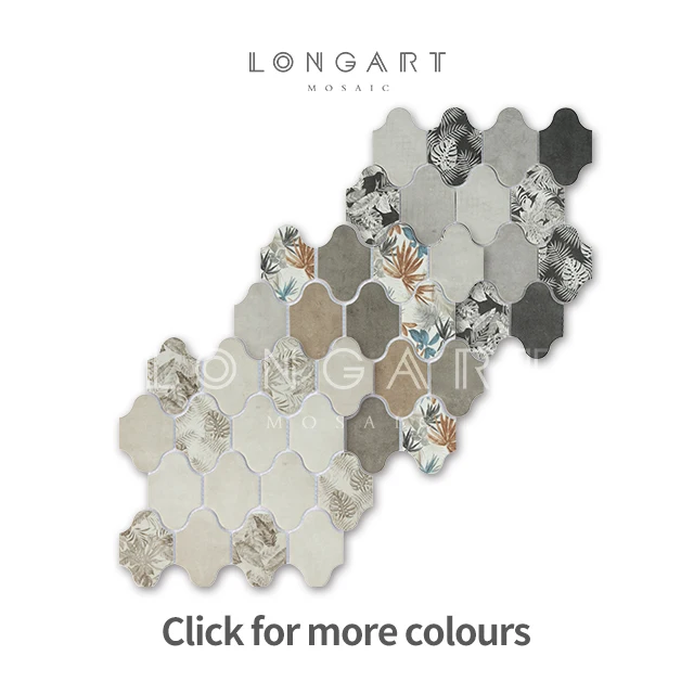 LongArt Mosaic Flower Pattern Glass Mosaic Tiles Mixed Color Lantern-shaped For Kitchen Backsplash Wall Tiles Mosaic