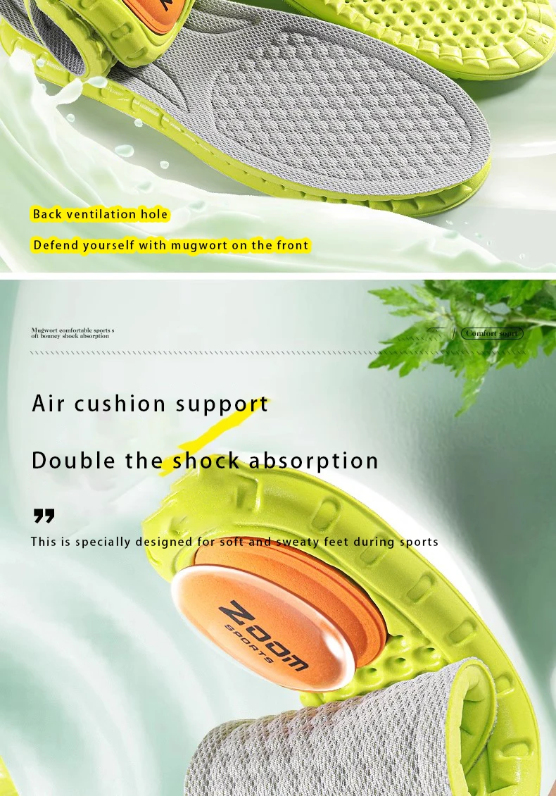 Mugwort Deodorizing Sports Insoles PU Air Cushion Shoe Pads Mugwort Deodorizing Sports Insoles PU Air Cushion Shoe Pads