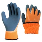 Terry brushed loops thermal grip insulated glove work for winter waterproof