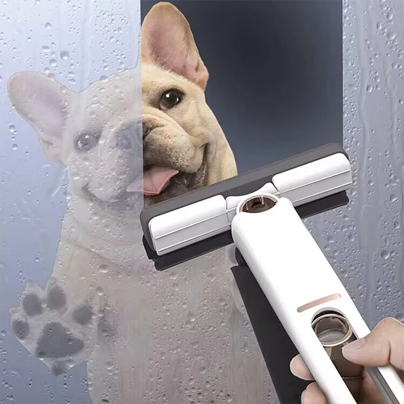 Portable Mini Self-Squeeze Sponge Mop Lazy Hand-Free Design Foldable 2 Cotton Heads for Household Desktop Car Glass Cleaning