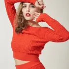 Ladies Top Ladies Long Sleeve Top Sexy Ladies Short Skirt 2 Piece Knit Sweater Skirt Set Women