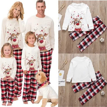 Custom Christmas Family Matching Pajamas Set Cute Deer Adult Kid Family Matching Clothes Xmas Sleepwear Pj's Baby Romper