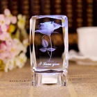 Wedding Gifts 2021 Valentine Day Flower Rose 3d Laser Engraving Led Light Stand Wedding Favor New Design Crystal Gifts